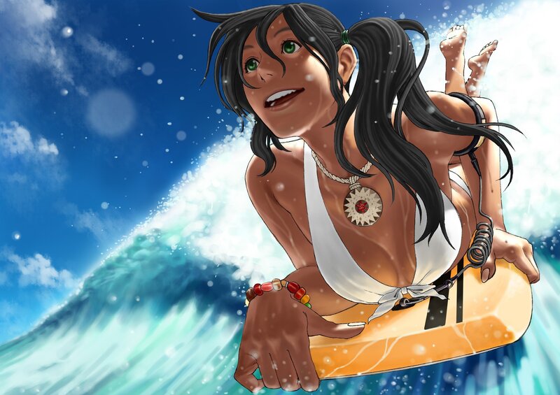 woman surfing on a wave