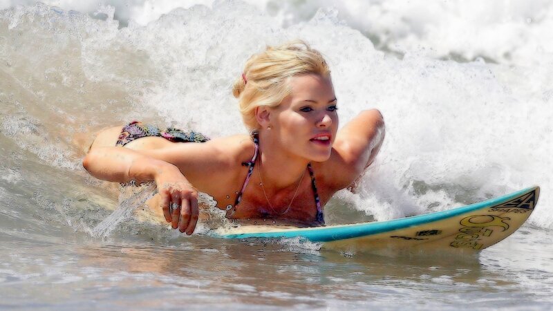 Woman Surfing on a Wave — Blue, Active, Afternoon