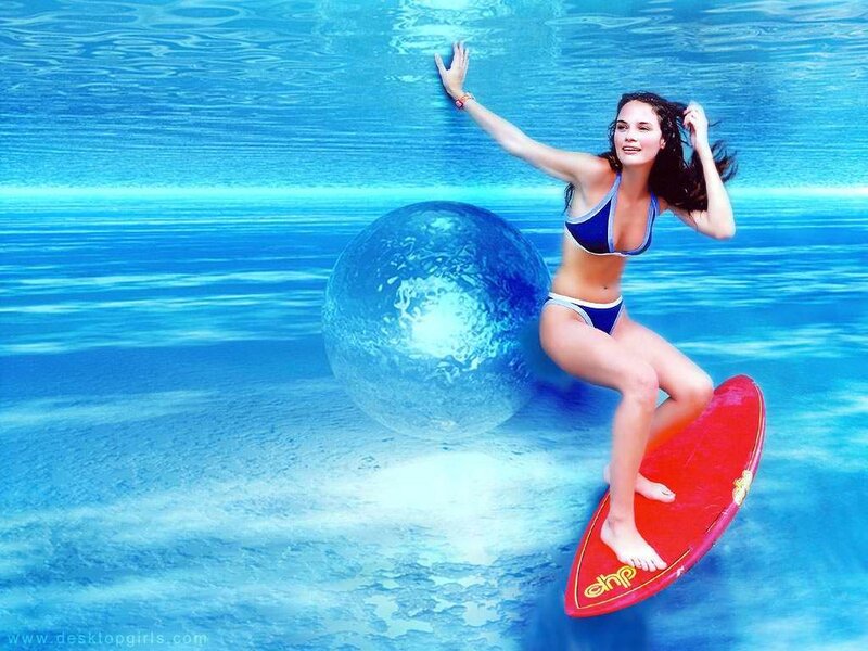 woman surfing underwater