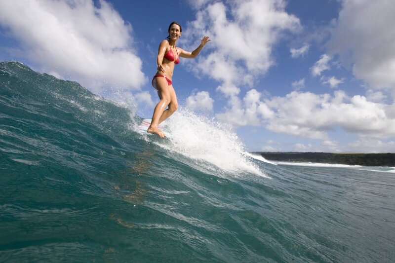 Woman Surfing Wave — Blue, Active