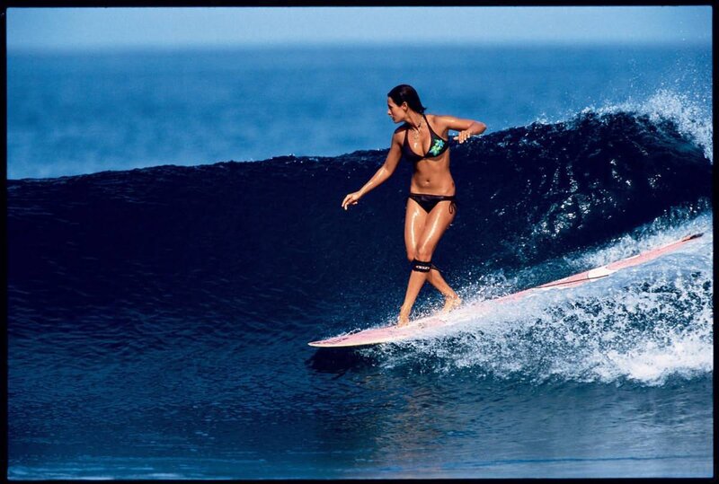 Woman Surfing Wave — Blue, Dynamic, Afternoon