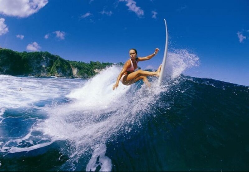 Woman Surfing Wave — Blue, Dynamic