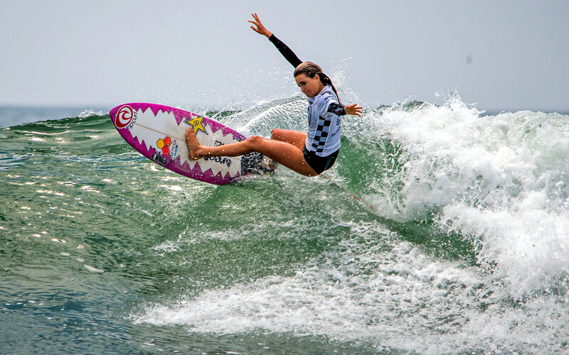 Woman Surfing Wave — Green
