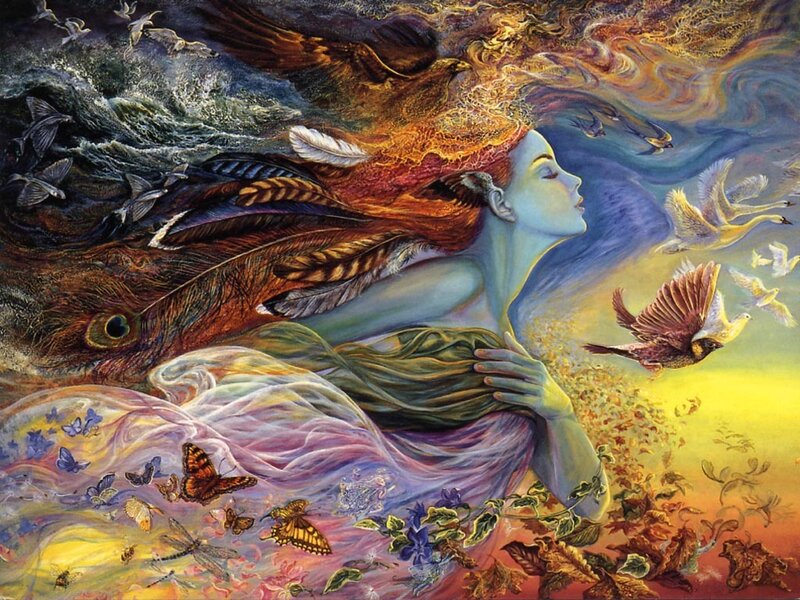 woman surrounded by birds and nature