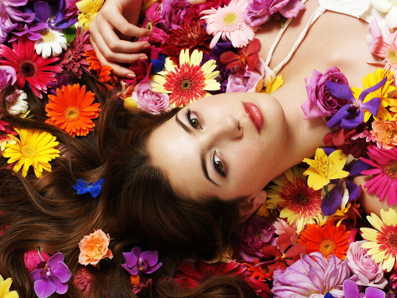 Woman Surrounded by Flowers — Pink