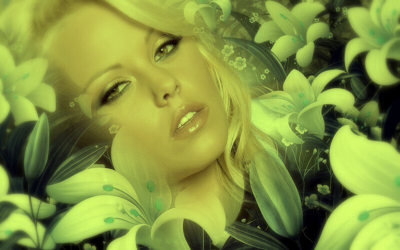 woman surrounded by lilies