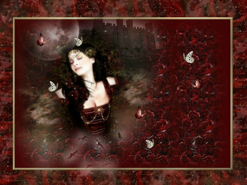Woman Surrounded by Roses — Red