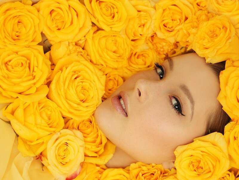 Woman Surrounded by Roses — Yellow