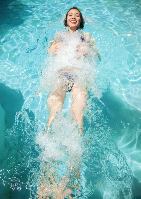 woman swimming in pool