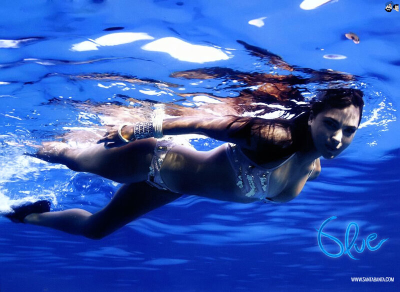 Woman Swimming Underwater — Blue, Serene