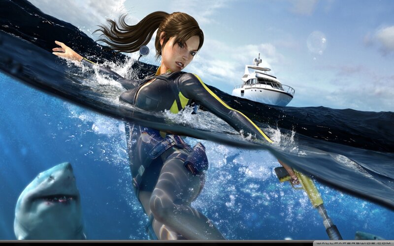 Woman Swimming with Shark
