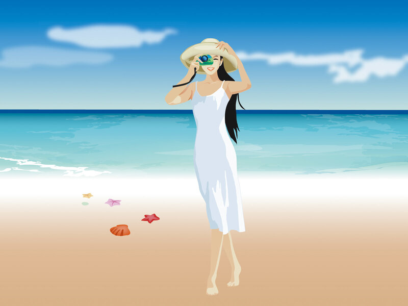 Woman taking photo on beach