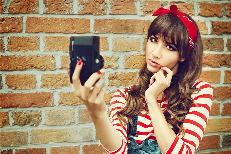 Woman Taking Selfie — Red