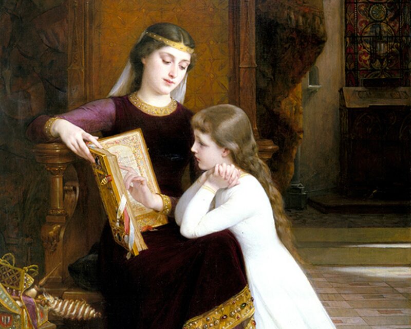 Woman Teaching Girl