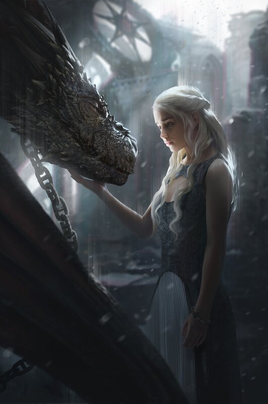 Woman Touching Dragon Head
