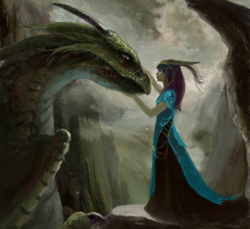 Woman Touching Dragon