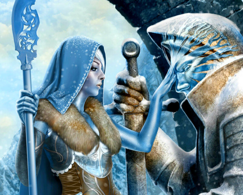 Woman Touching Frozen Statue
