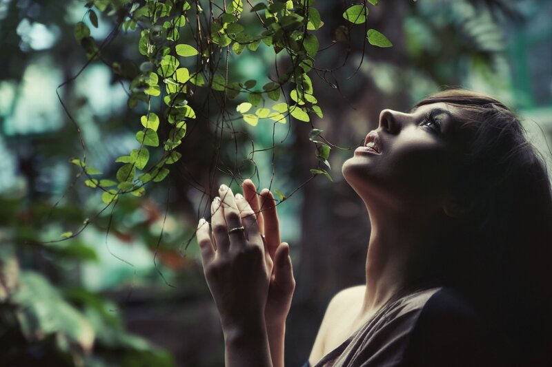 Woman Touching Vines