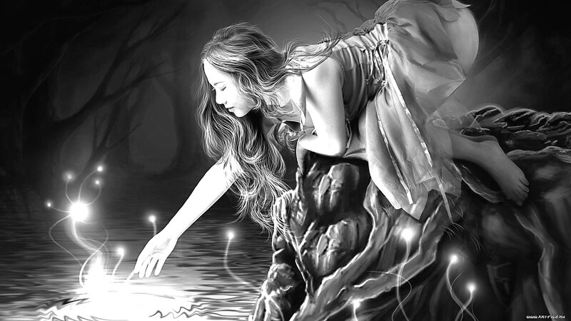 Woman Touching Water — Black