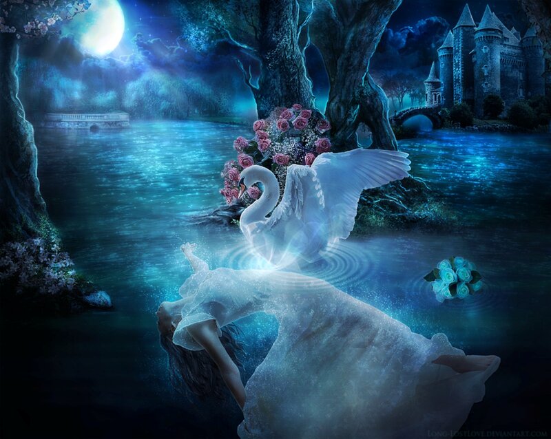 Woman Transforming into Swan