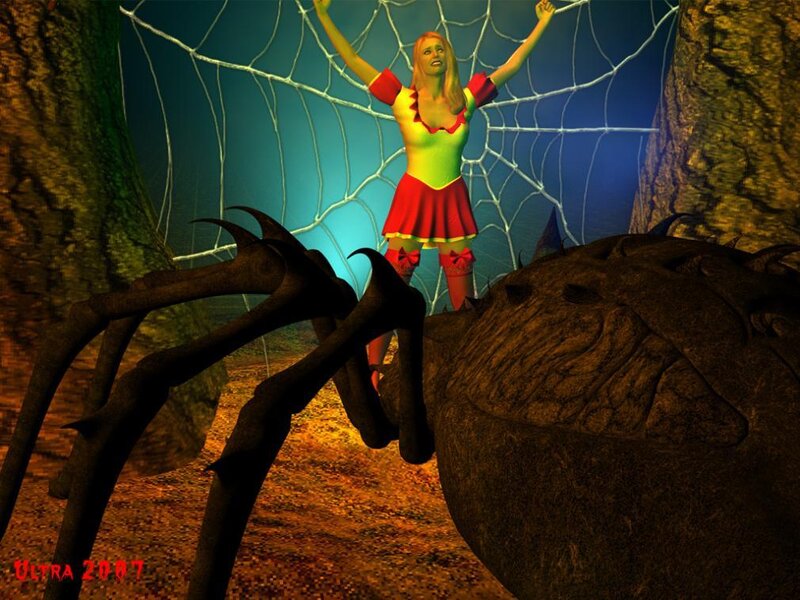 Woman trapped by giant spider