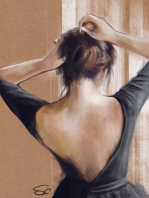 Woman Tying Her Hair — Brown