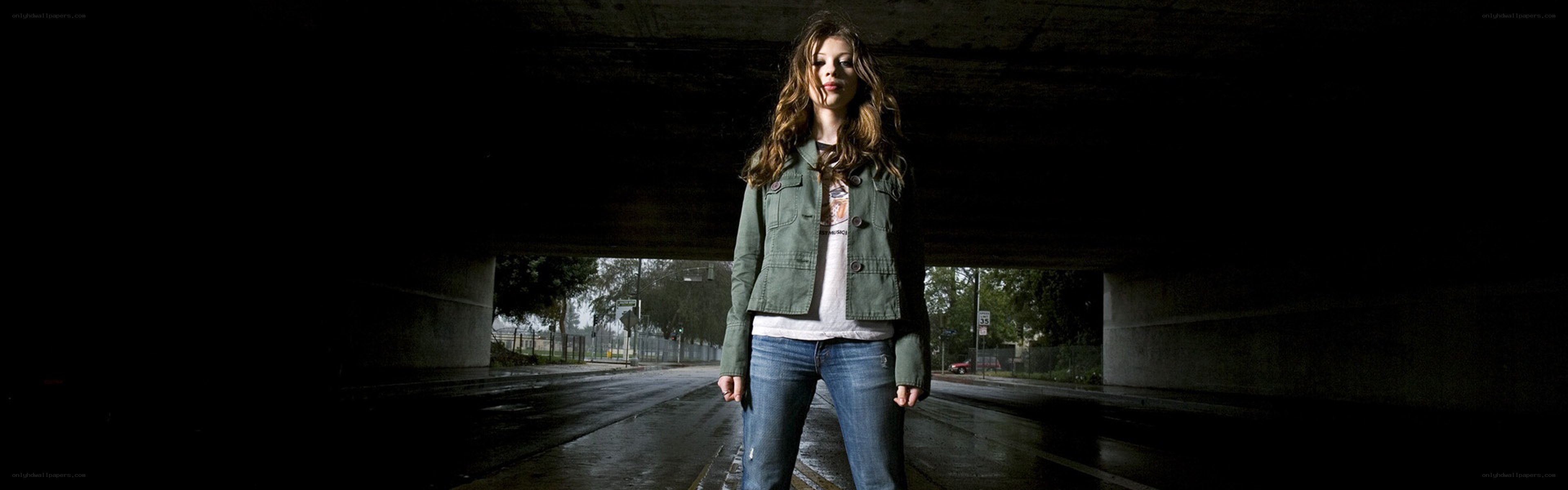 woman under a bridge