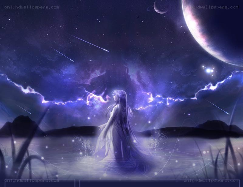 woman under a starry sky
