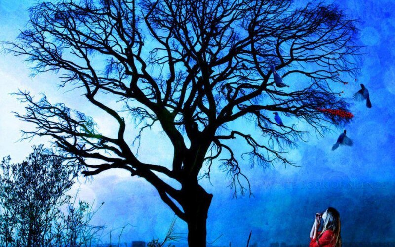 Woman under Bare Tree — Blue
