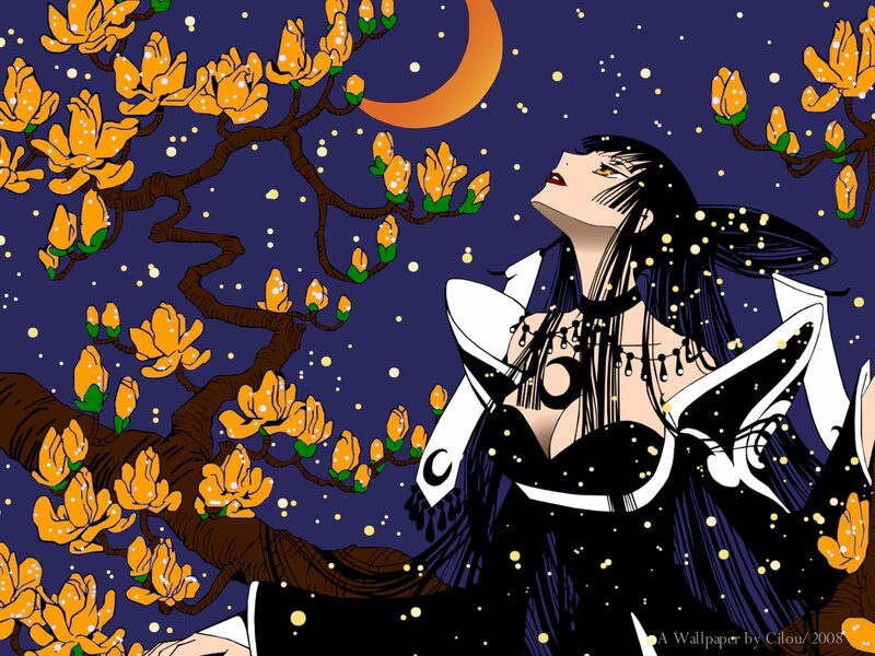 woman under blooming tree