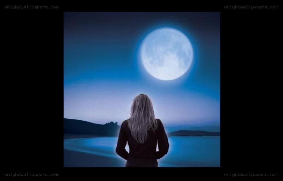 woman under full moon