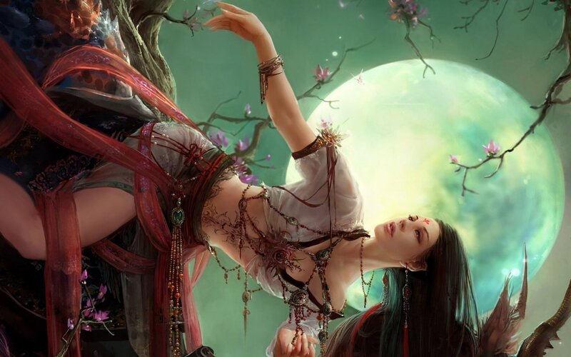 woman under moonlight