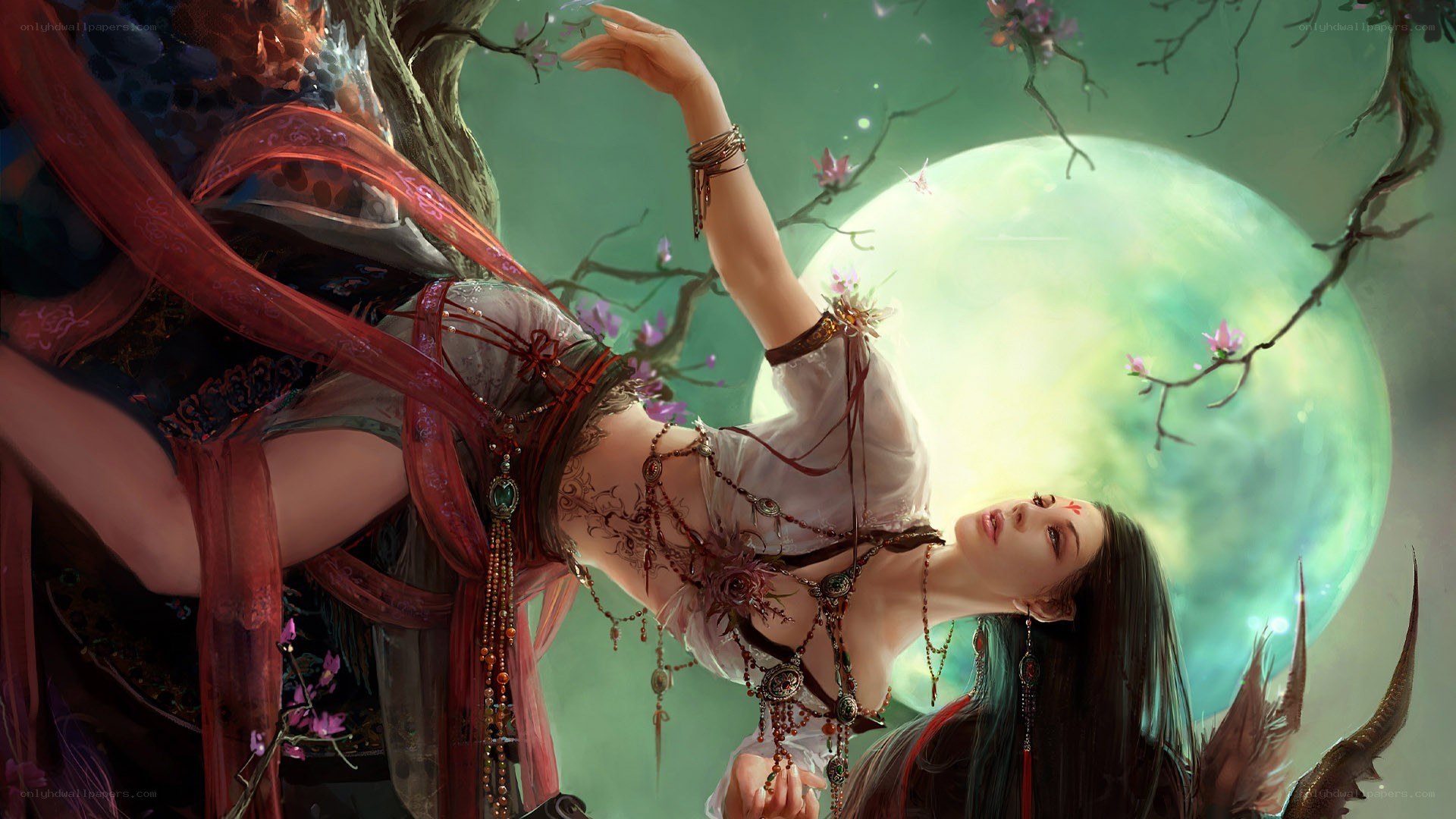 woman under moonlight