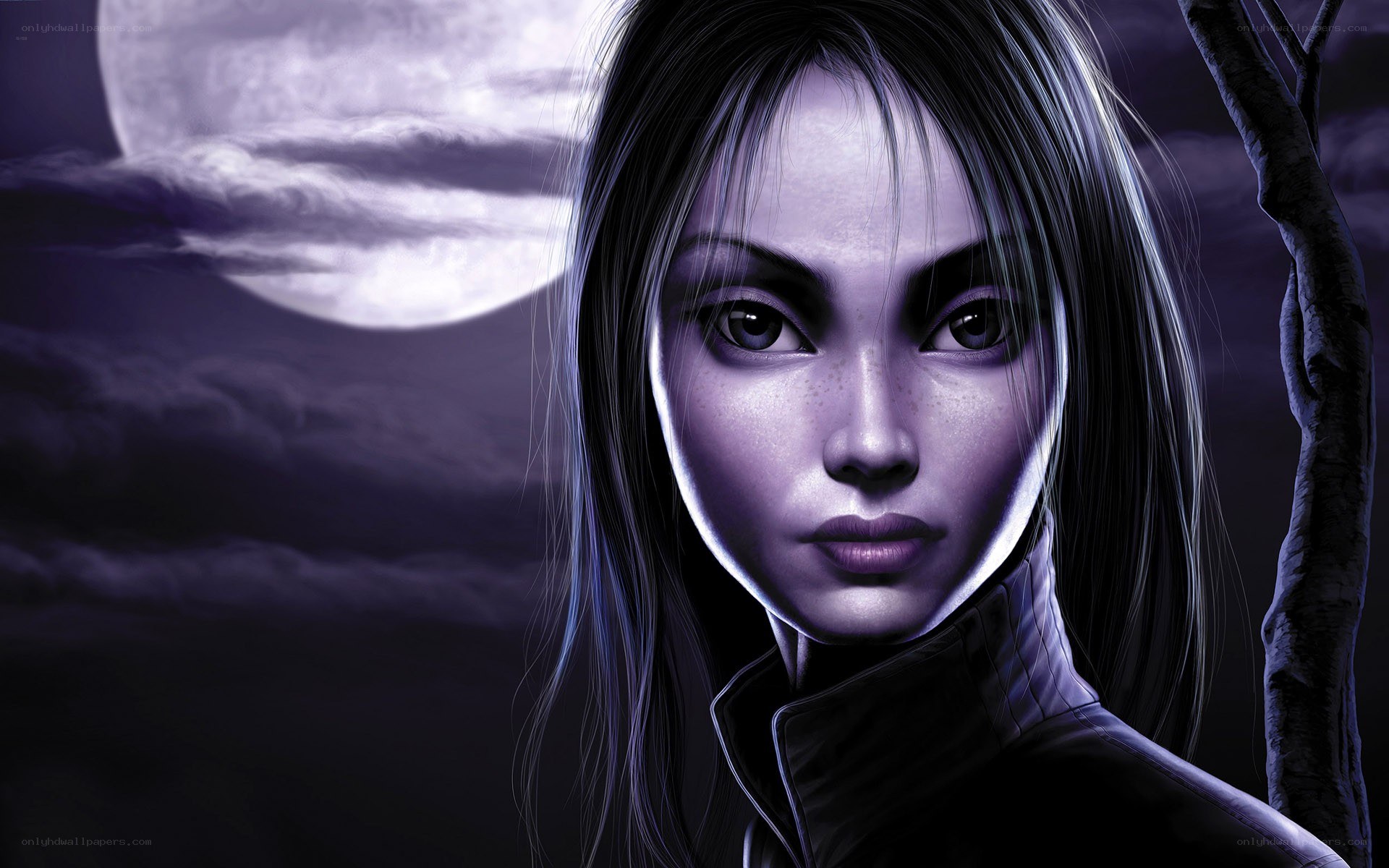 woman under moonlight