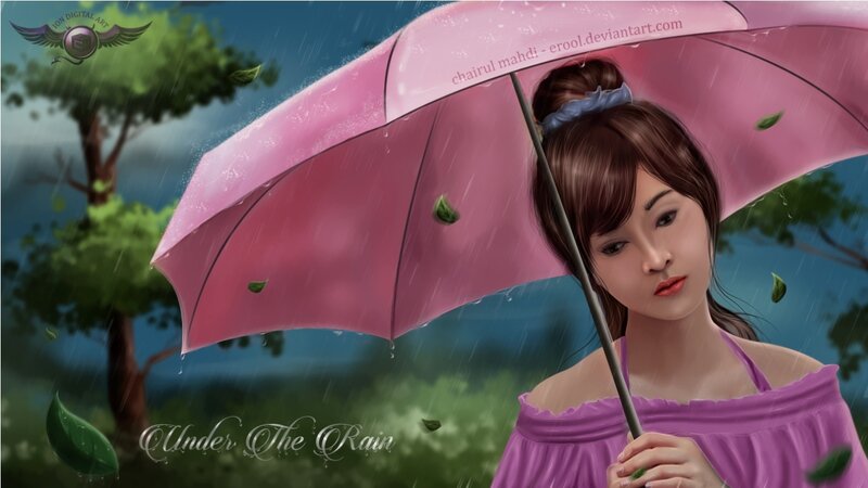 Woman under Pink Umbrella