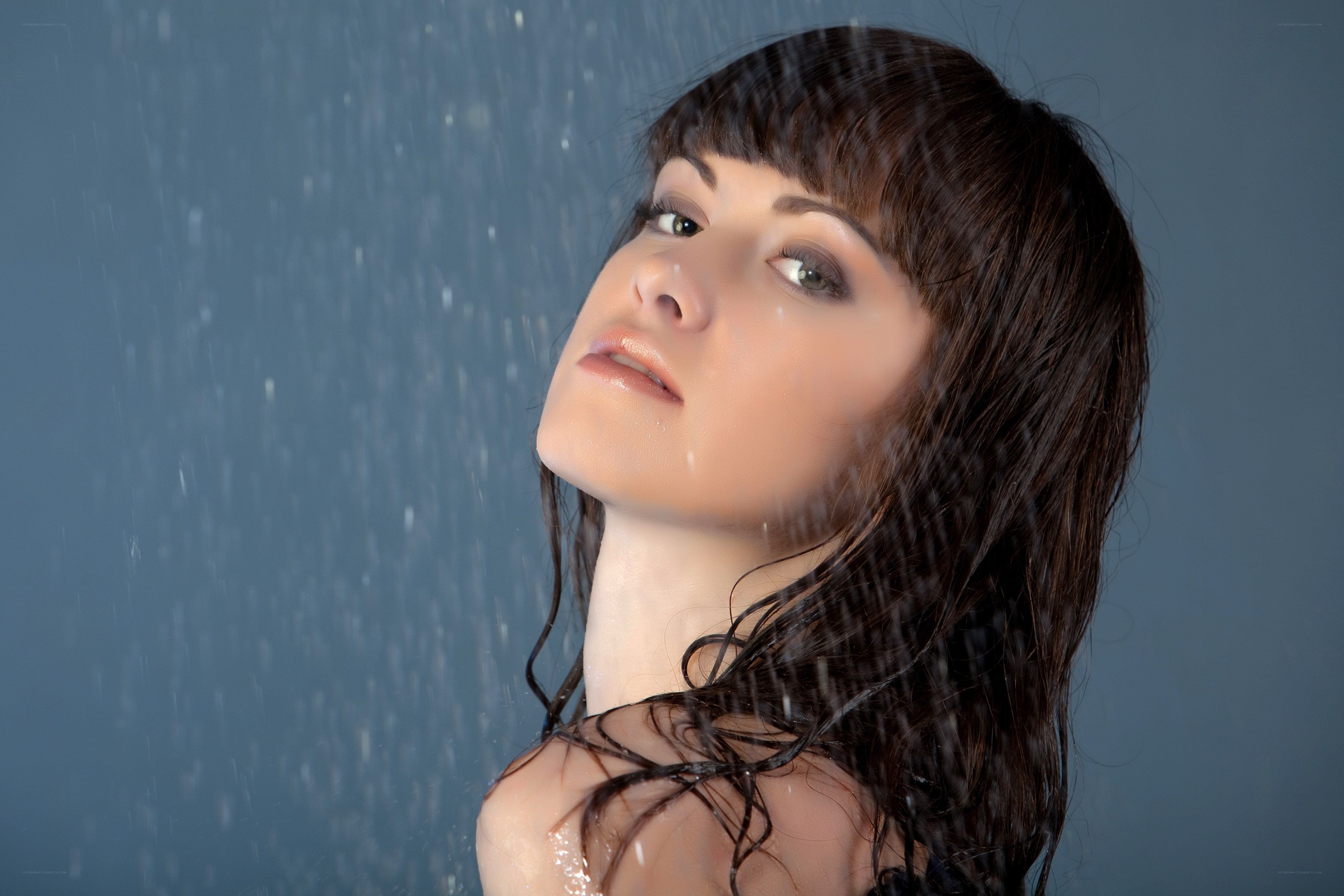 woman under shower rain