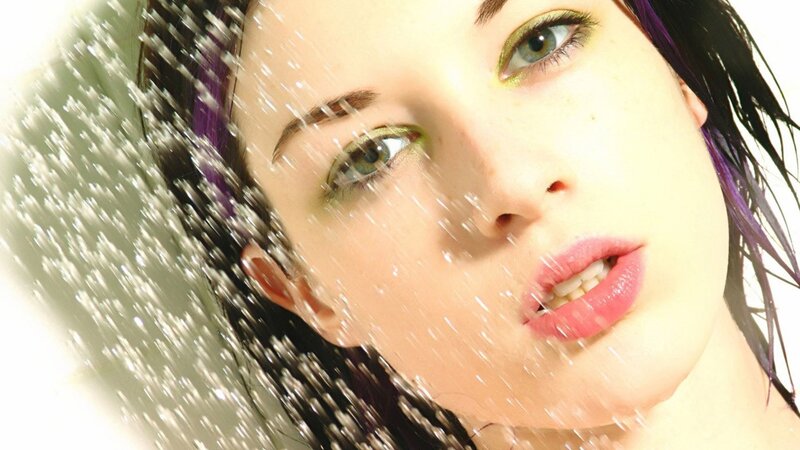 Woman under Shower Spray — White