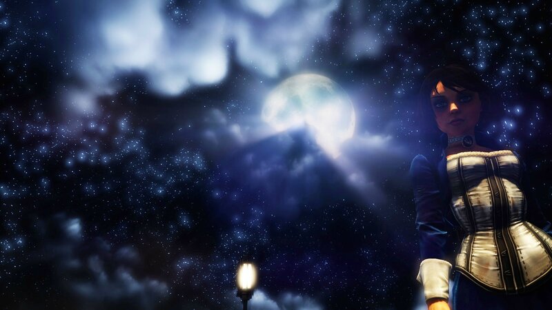 woman under starry night sky