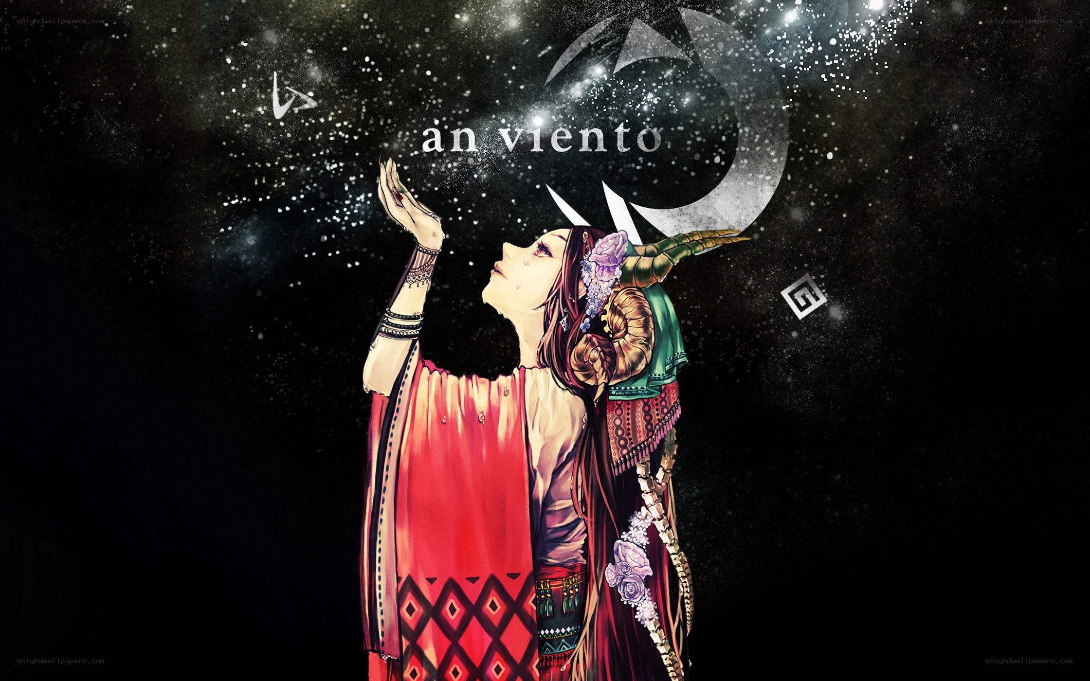 woman under starry sky