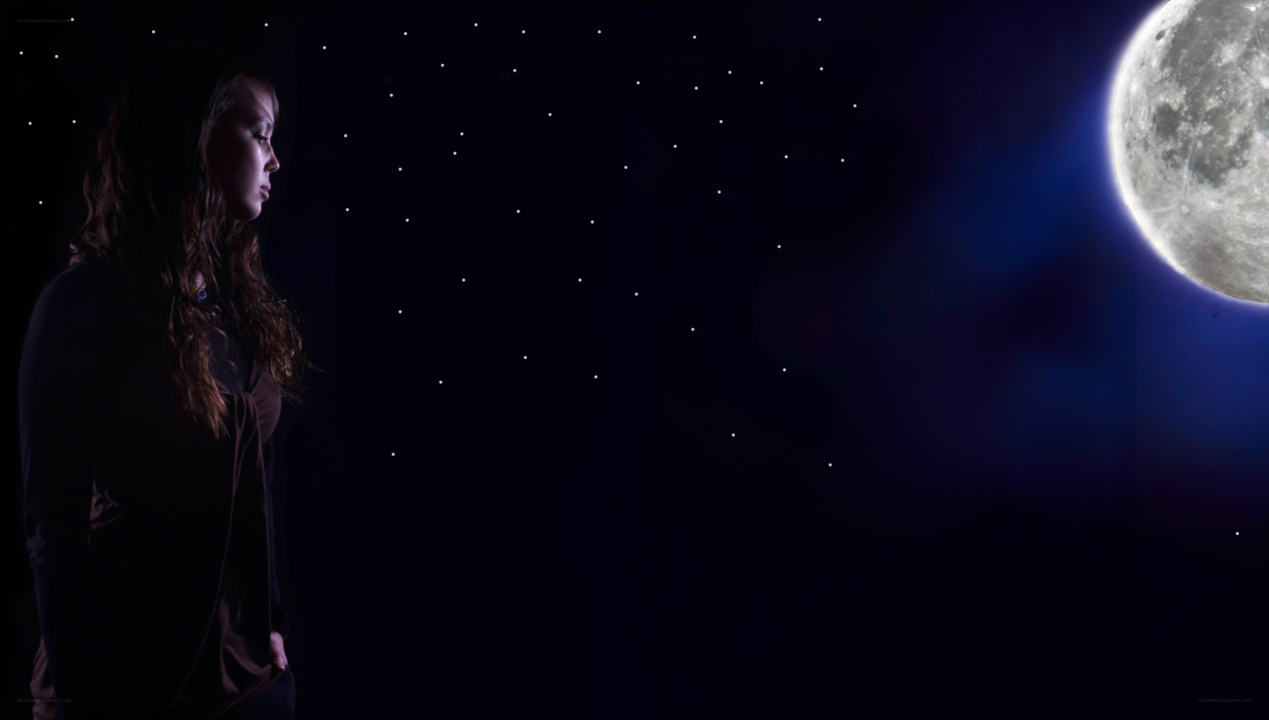 woman under starry sky