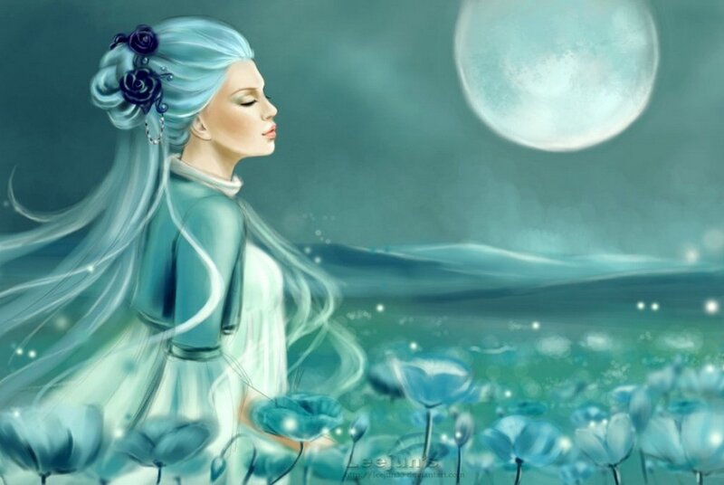 woman under the moon