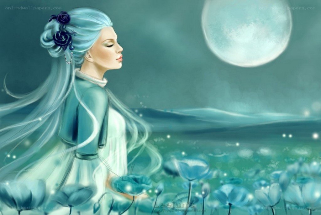 woman under the moon