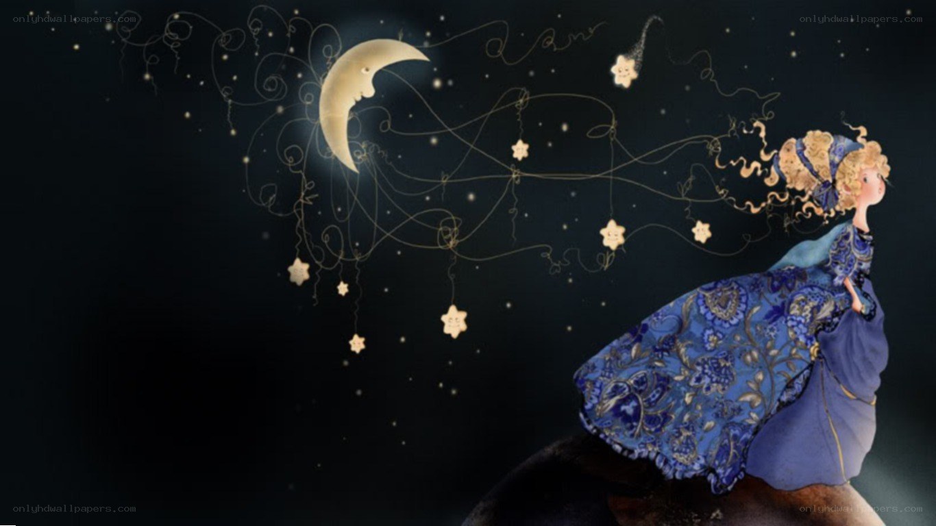 woman under the moon