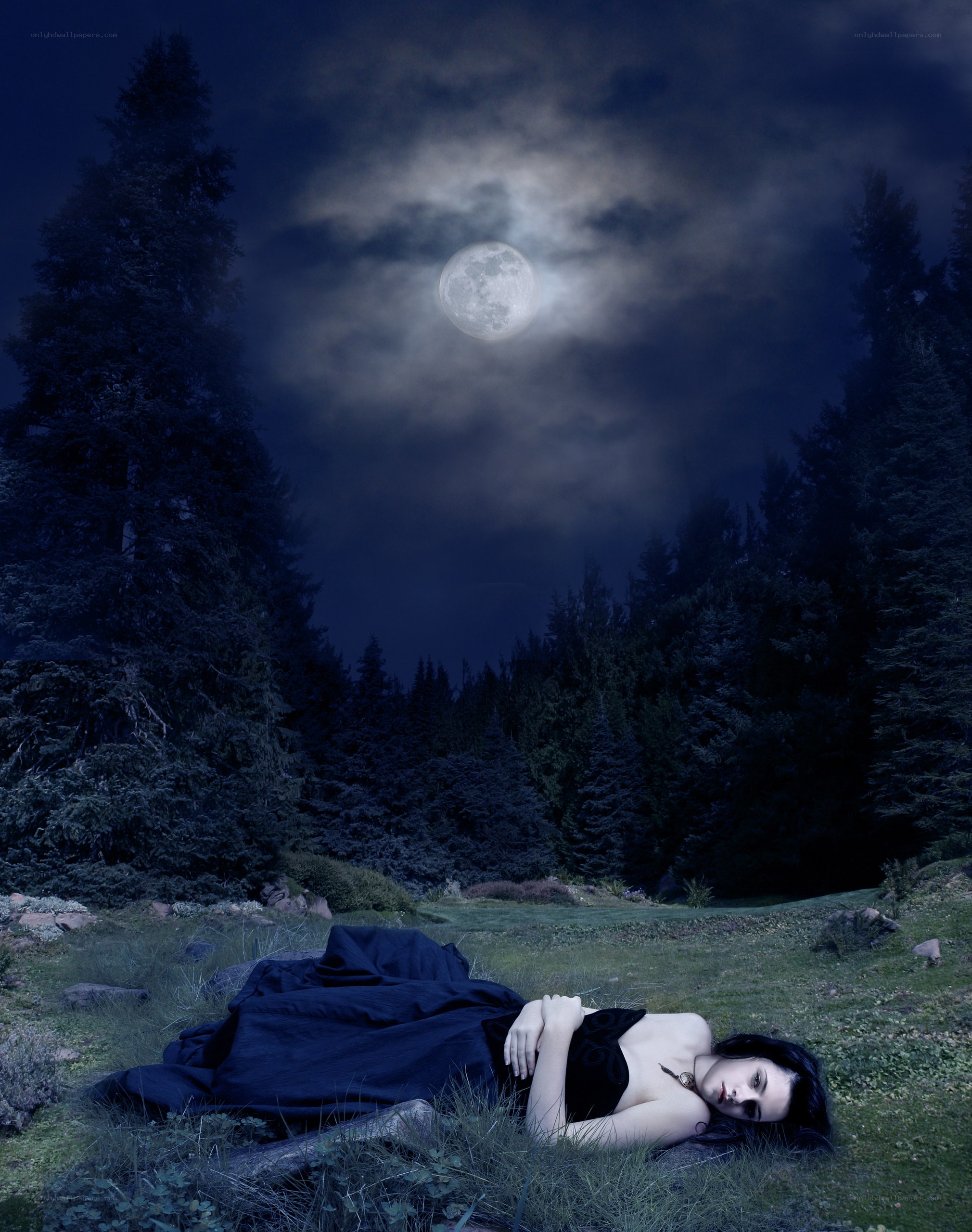 Woman under the moonlight