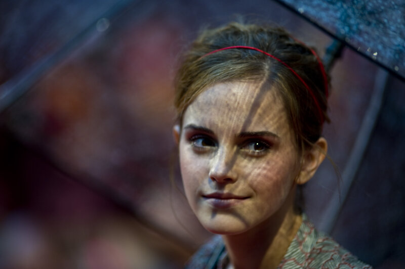 woman under umbrella in rain