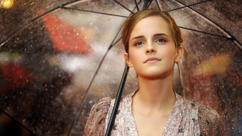 woman under umbrella in rain
