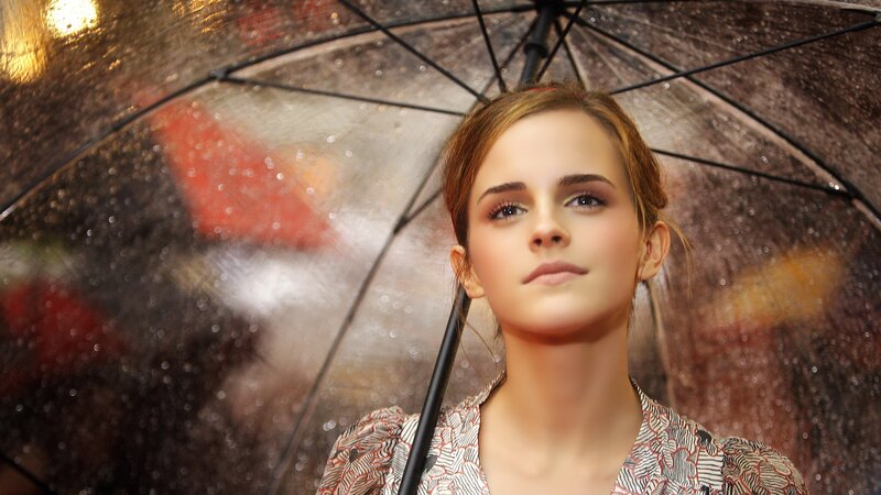woman under umbrella in rain