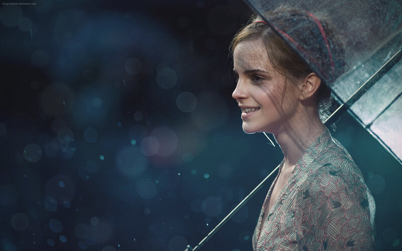 woman under umbrella in rain