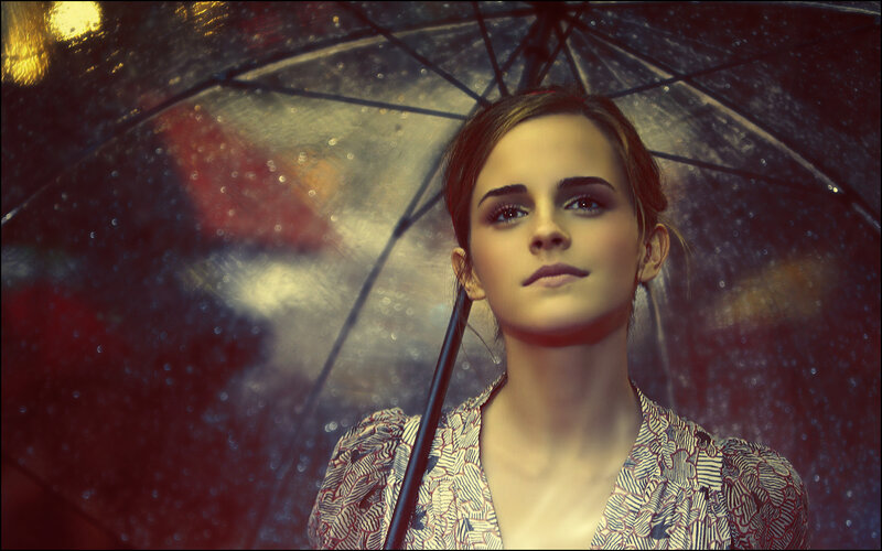 woman under umbrella in rain