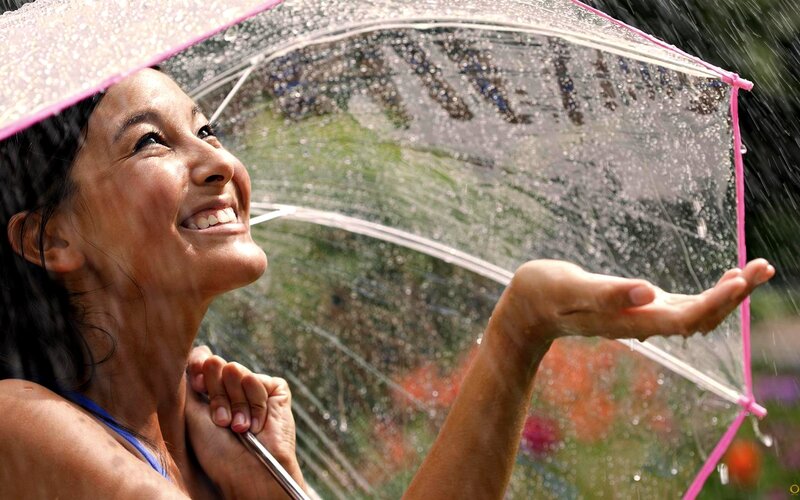 Woman under Umbrella — Pink